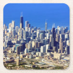 Aerial view of Chicago Downtown with Lake Square Paper Coaster<br><div class="desc">Chicago Downtown</div>