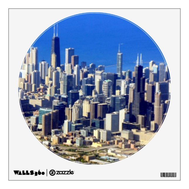 Aerial view of Chicago Downtown with Lake Wall Sticker (Front)