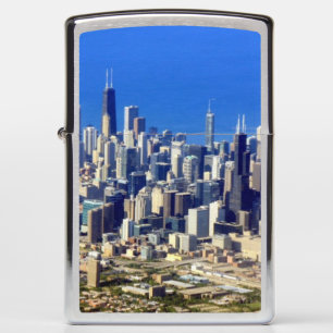 Aerial view of Chicago Downtown with Lake Zippo Lighter