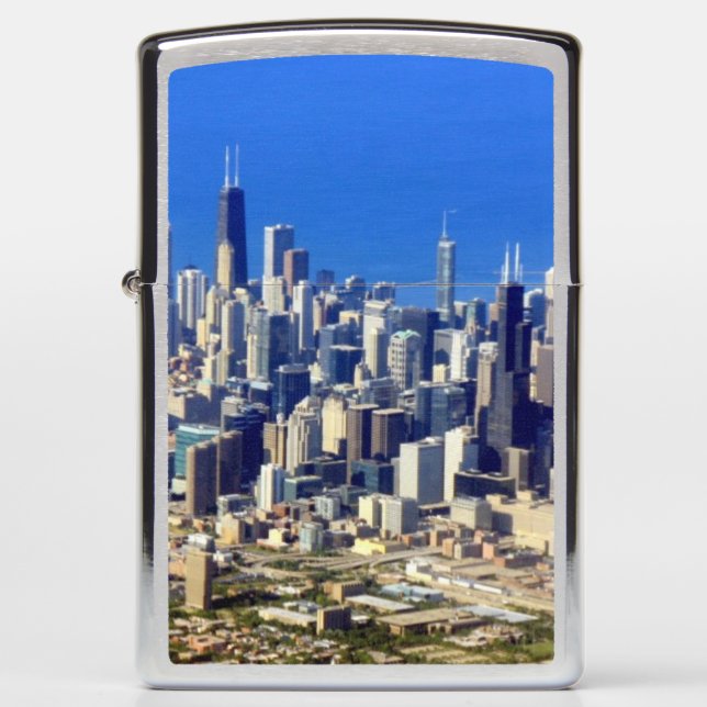 Aerial view of Chicago Downtown with Lake Zippo Lighter (Front)