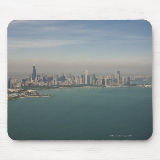 aerial view of Chicago from lake Michigan Mouse Pad (Front)