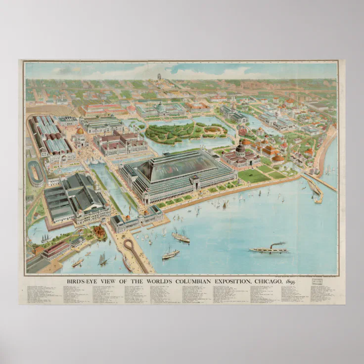 Aerial view of Chicago's Columbian Exposition Poster | Zazzle