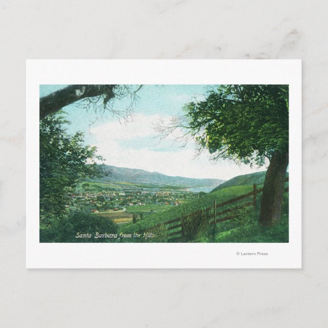 Aerial View of City from the Hills Postcard (Front)