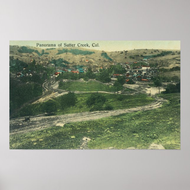 Aerial View of CitySutter Creek, CA Poster (Front)