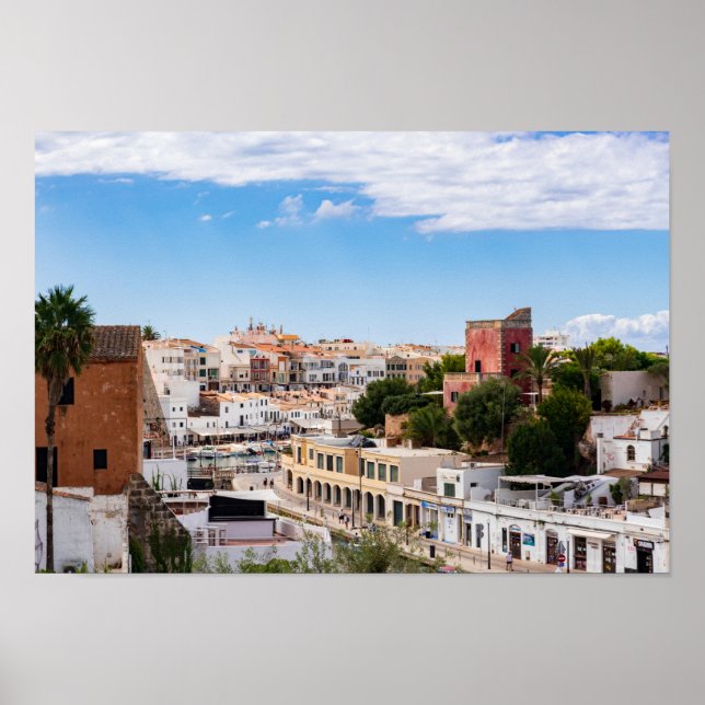 Aerial view of Ciutadella port and city - Menorca Poster (Front)