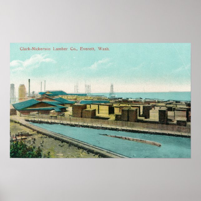 Aerial View of Clark-Nickerson Lumber Co Poster (Front)