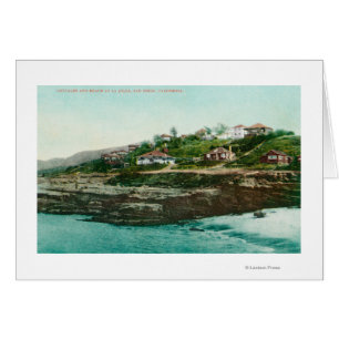 Aerial View of Cottages and Beach at la Jolla Cards