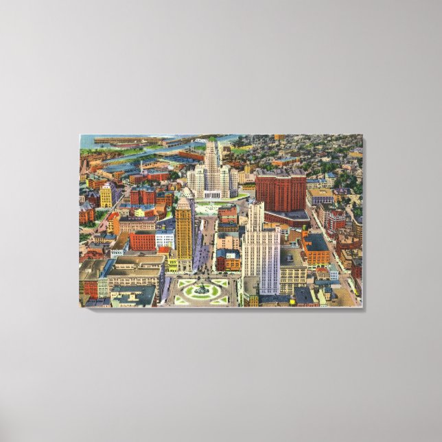 Aerial View of Downtown and the Civic Center Canvas Print (Front)
