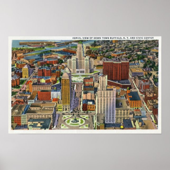 Aerial View of Downtown and the Civic Center Poster (Front)