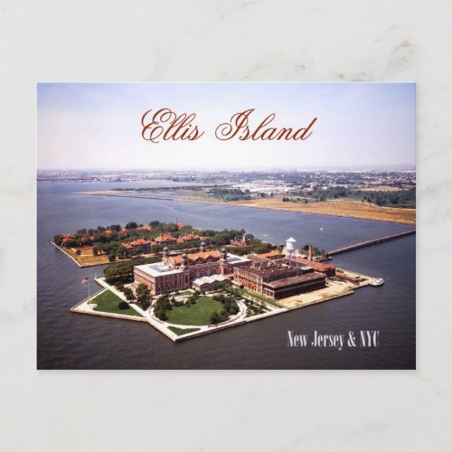 Aerial view of Ellis Island NJ  NY Postcard