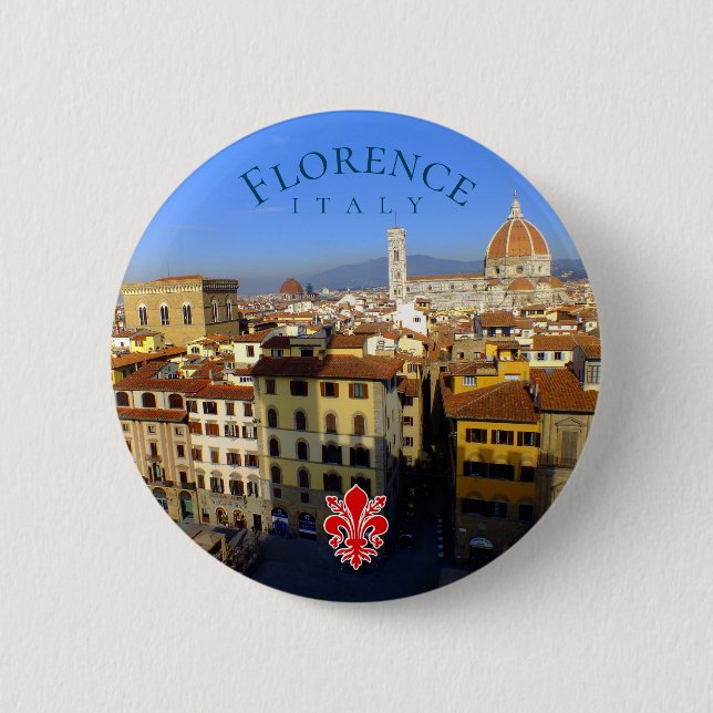 Aerial view of Florence, Italy Button (Front)