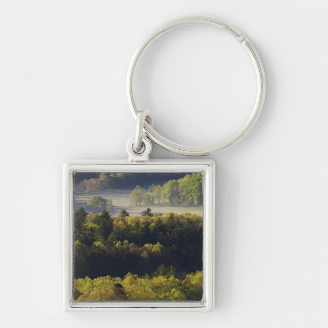 Aerial view of forest in Cades Cove, Great Smoky Keychain (Front)