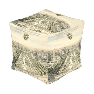 Aerial View of Formal Garden by Eric Dahlbergh Pouf