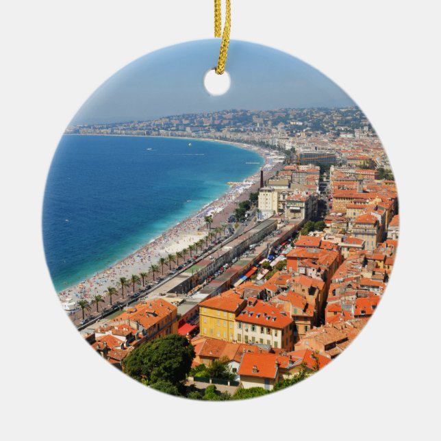 Aerial view of French Riviera in Nice, France Ceramic Ornament (Front)