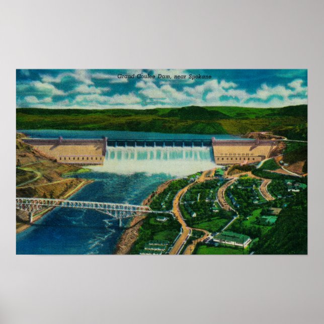 Aerial View of Grand Coulee Dam Poster (Front)