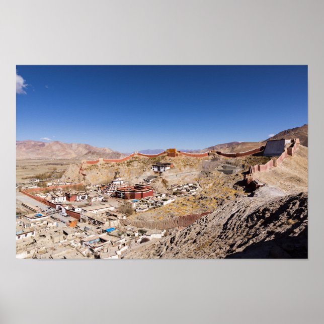 Aerial view of Gyantse & Palcho Monastery - Tibet Poster (Front)