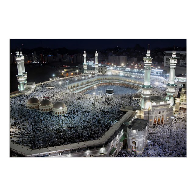 Aerial View of Hajj Pilgrims at the Kaaba, Mecca Poster (Front)