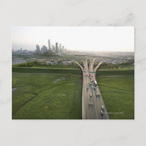 Aerial view of highway in Dallas Texas Postcard