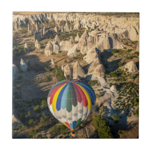 Aerial View Of Hot Air Balloons, Cappadocia Ceramic Tile