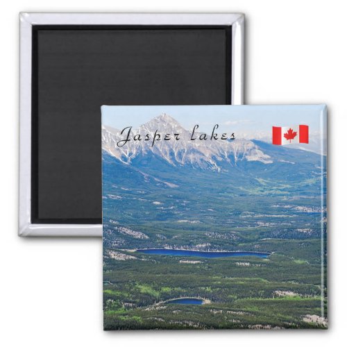 Aerial view of Jasper lakes _ Canada Magnet