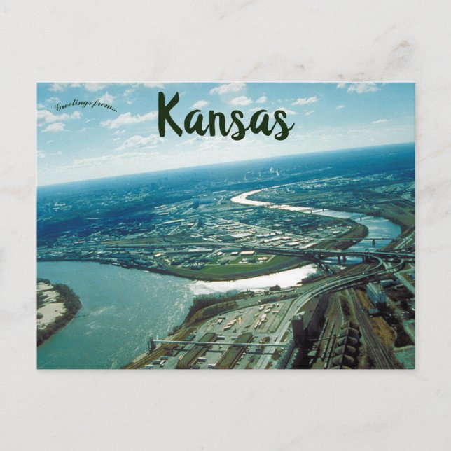 Aerial View of Kansas City Kansas Postcard (Front)