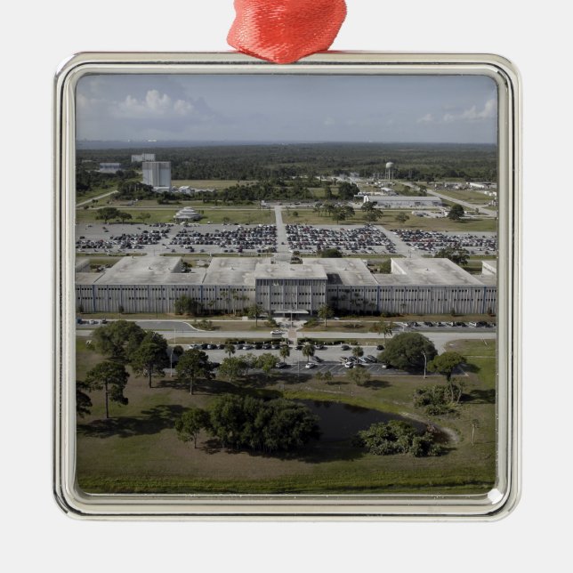 Aerial view of Kennedy Space Center Metal Ornament (Front)