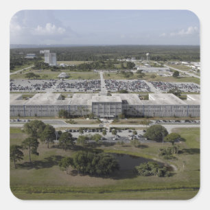 Aerial view of Kennedy Space Center Square Sticker