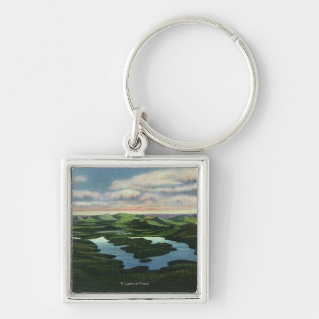Aerial View of Lake Placid Keychain (Front)