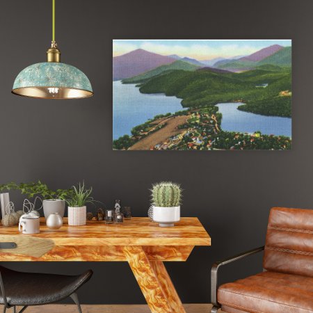 Aerial View Of Lakes Placid And Mirror Canvas Print