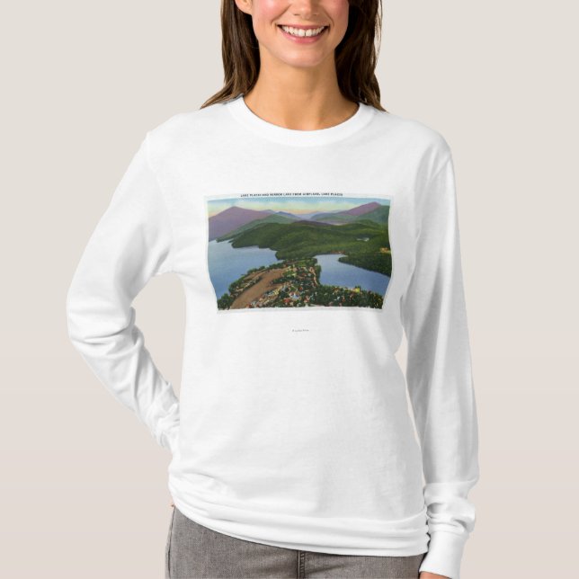 Aerial View of Lakes Placid and Mirror T-Shirt (Front)