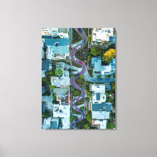 AERIAL VIEW OF LOMBARD STREET SAN FRANCISCO USA CANVAS PRINT