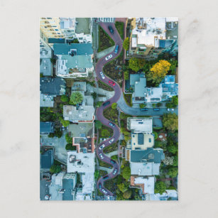 AERIAL VIEW OF LOMBARD STREET, SAN FRANCISCO, USA POSTCARD