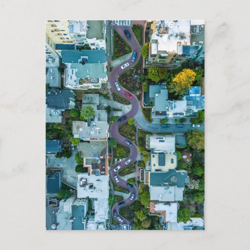 AERIAL VIEW OF LOMBARD STREET SAN FRANCISCO USA POSTCARD