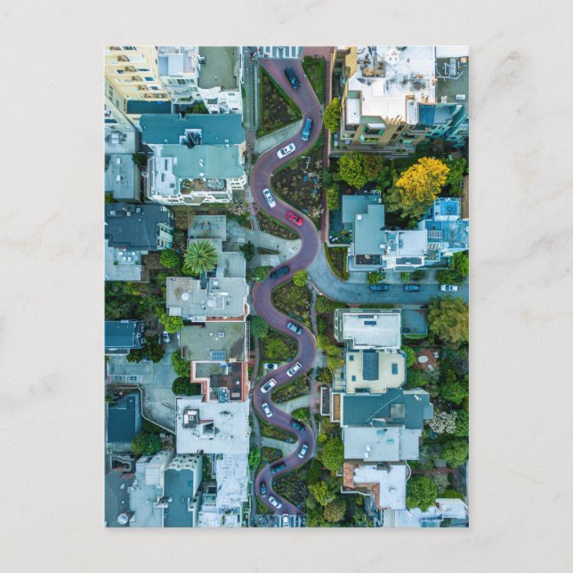 AERIAL VIEW OF LOMBARD STREET, SAN FRANCISCO, USA POSTCARD (Front)