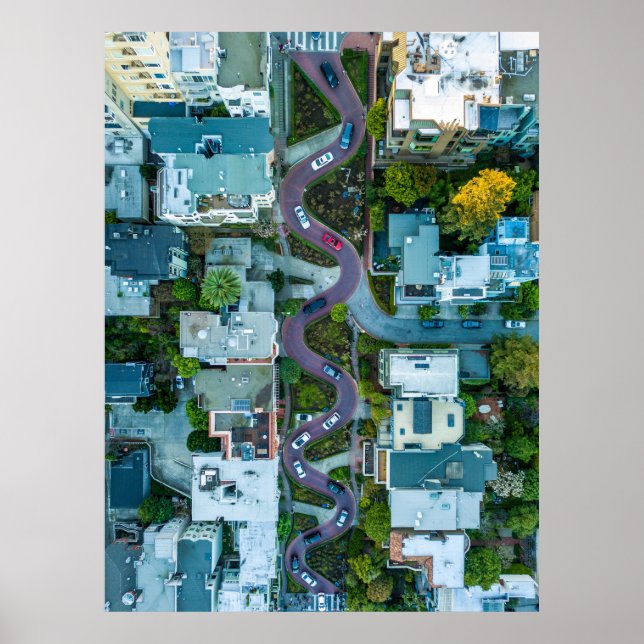 AERIAL VIEW OF LOMBARD STREET, SAN FRANCISCO, USA POSTER (Front)