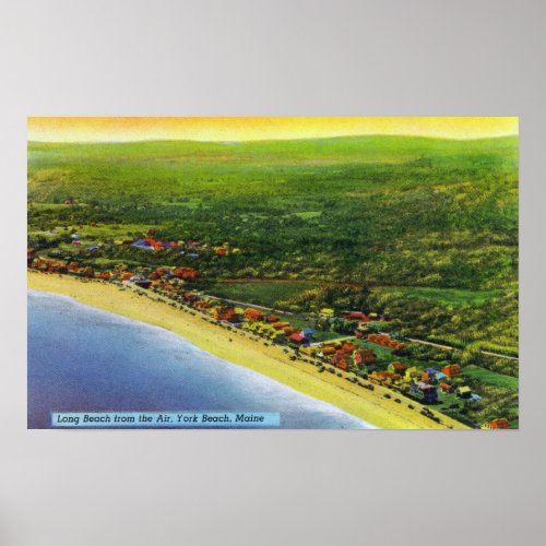 Aerial View of Long Beach at York Beach Poster