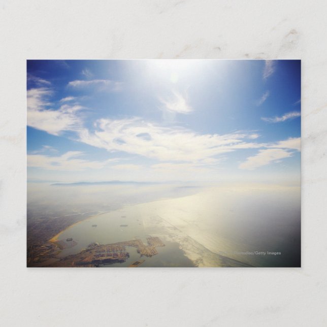 Aerial view of Long Beach, California Postcard (Front)