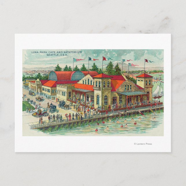 Aerial View of Luna Park Caf� and Natatorium Postcard (Front)