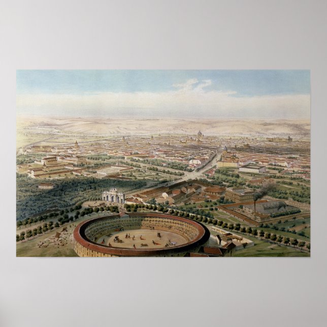 Aerial View of Madrid from the Plaza de Toros Poster (Front)
