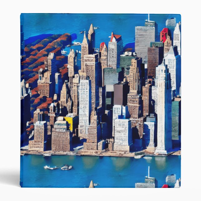 Aerial View of Manhattan Pattern  3 Ring Binder (Front)