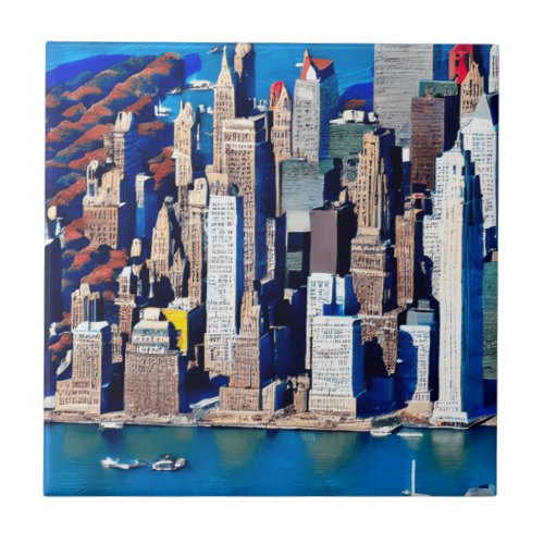 Aerial View of Manhattan Pattern  Ceramic Tile
