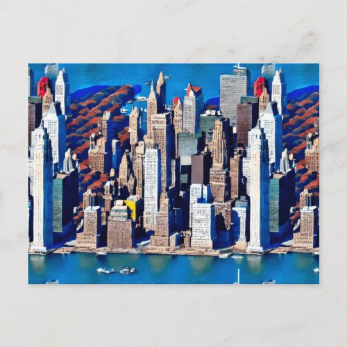 Aerial View of Manhattan Pattern  Postcard