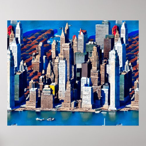 Aerial View of Manhattan Pattern Poster