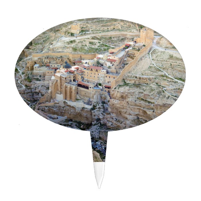 Aerial view of Mar Saba Monastery Cake Toppers