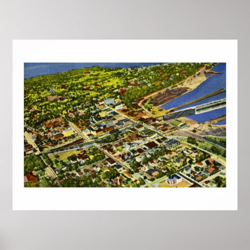Aerial View of Marquette Michigan Postcard Poster