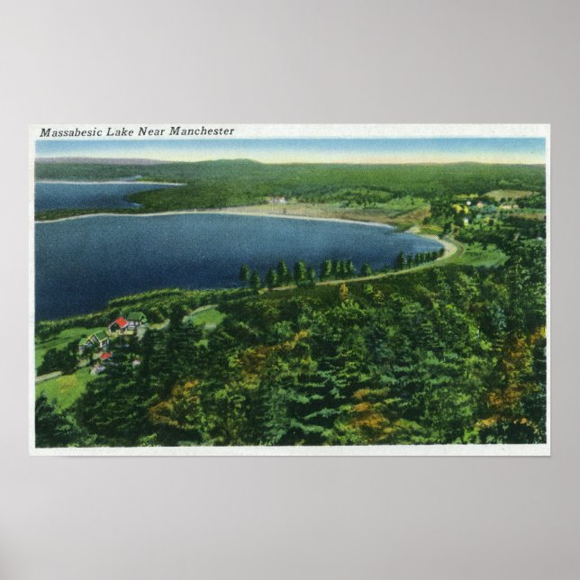 Aerial View of Massabesic Lake near City Poster (Front)