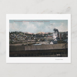 Aerial View of Mining Shaft & Town Postcard