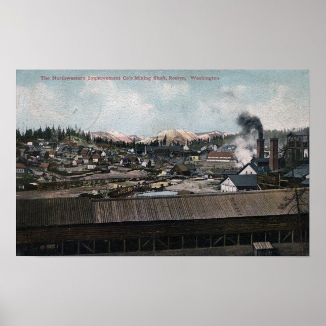 Aerial View of Mining Shaft & Town Poster (Front)