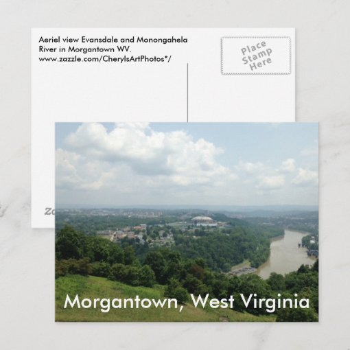 Aerial View of Morgantown WV, Mon River Postcards | Zazzle