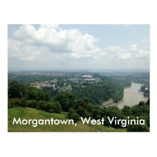 Aerial View of Morgantown WV, Mon River Postcards